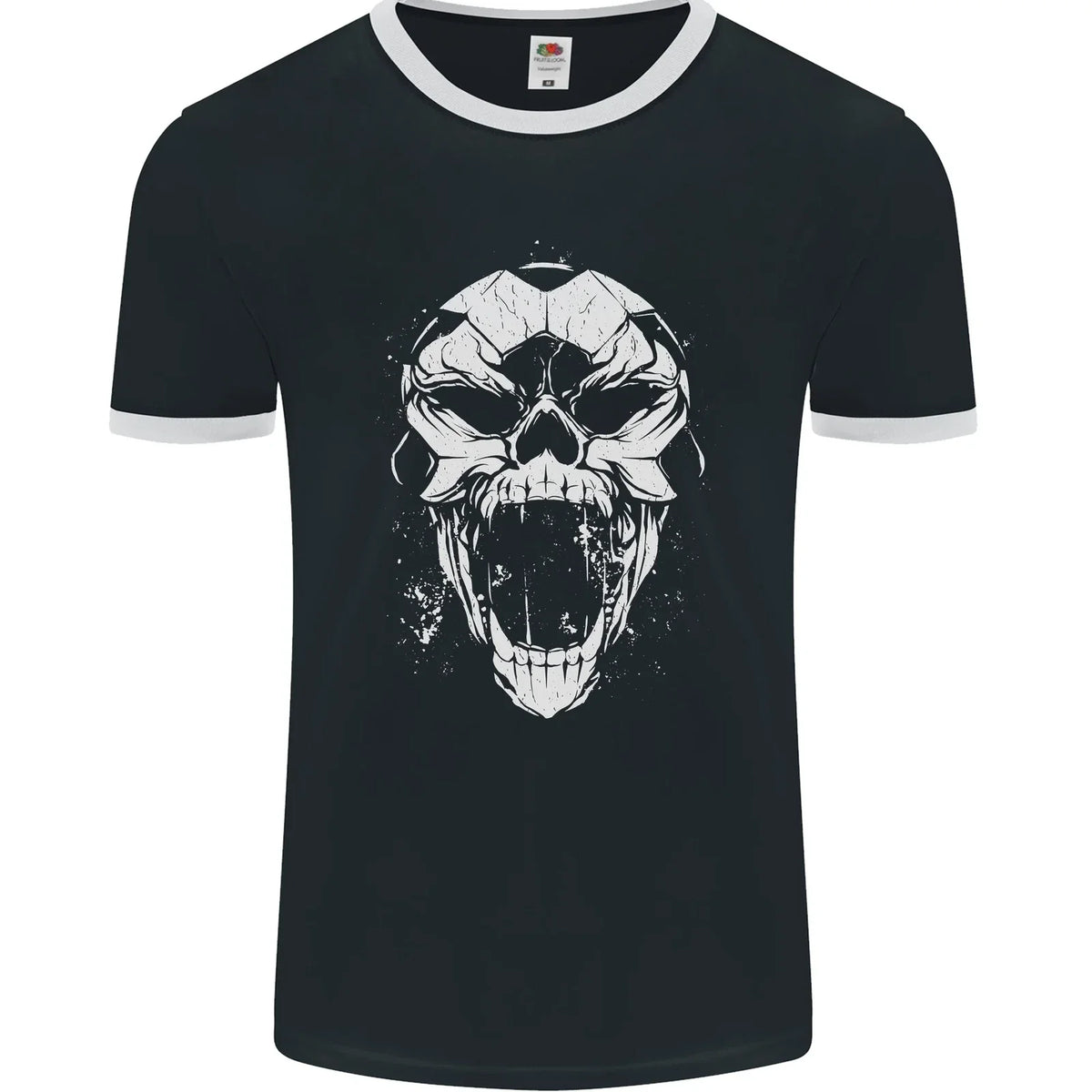 A Football Skull Footy Soccer Mens Ringer T-Shirt FotL