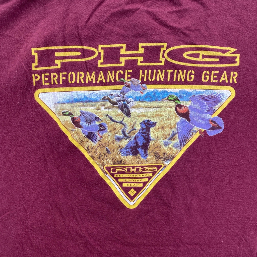 Columbia T-Shirt Mens XXL Burgundy PHG Performance Hunting Gear Duck Graphic