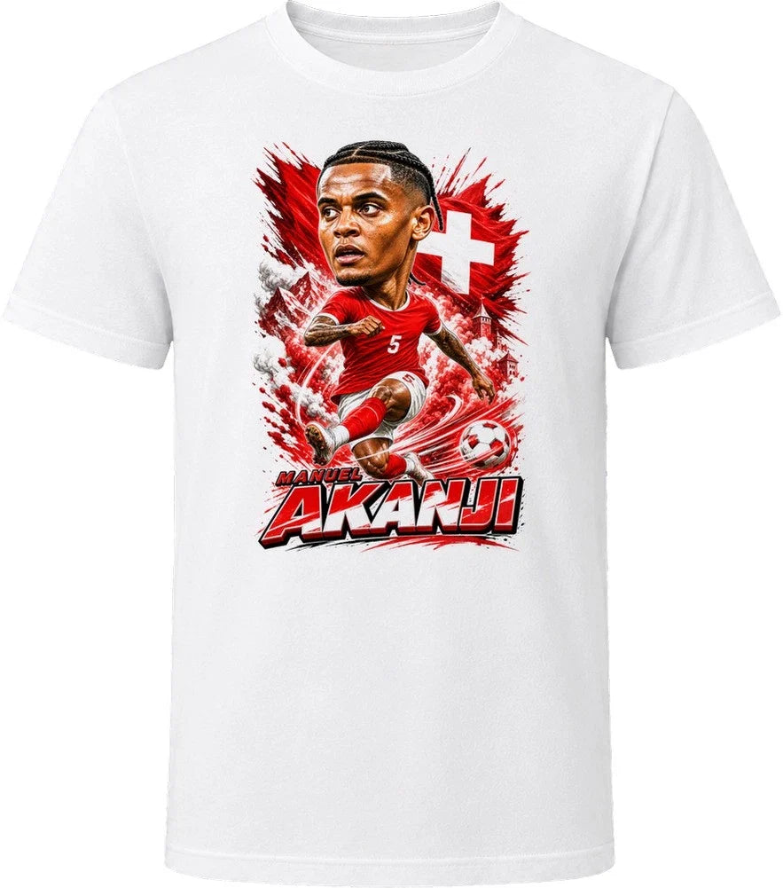 Manuel Akanji Switzerland Soccer Caricature 2026 World Cup T Shirt