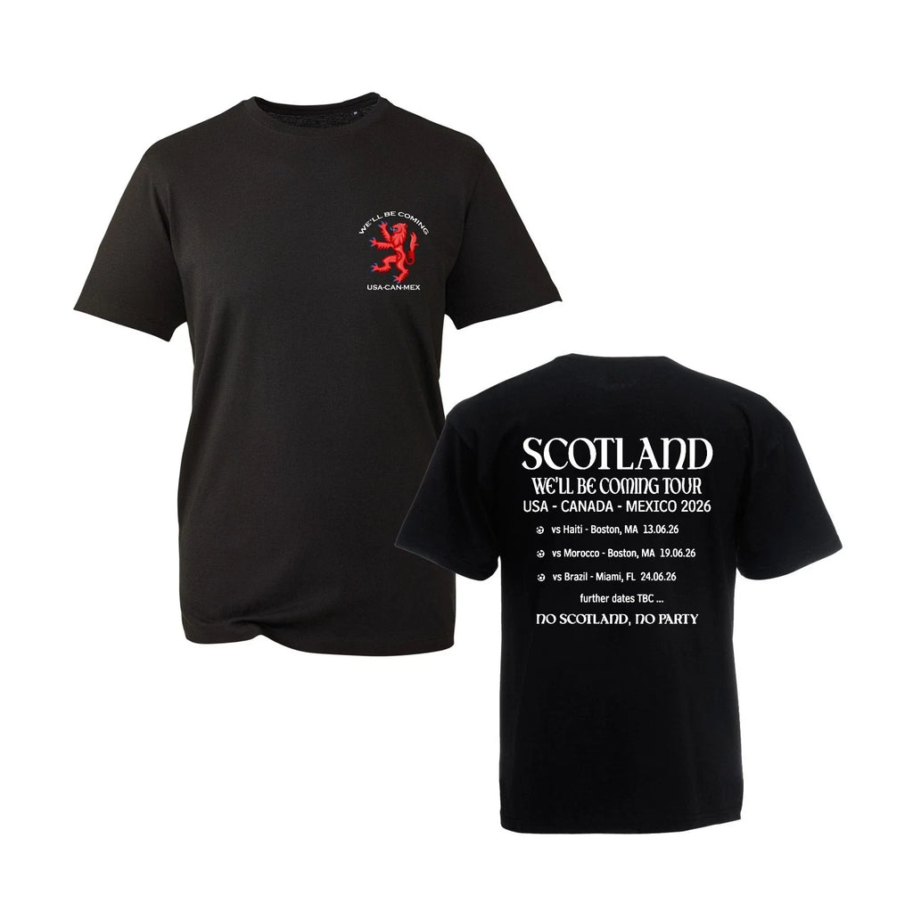 Scotland Football Tour 2026 T Shirt Schedule Tartan Army Supporter Gift Black