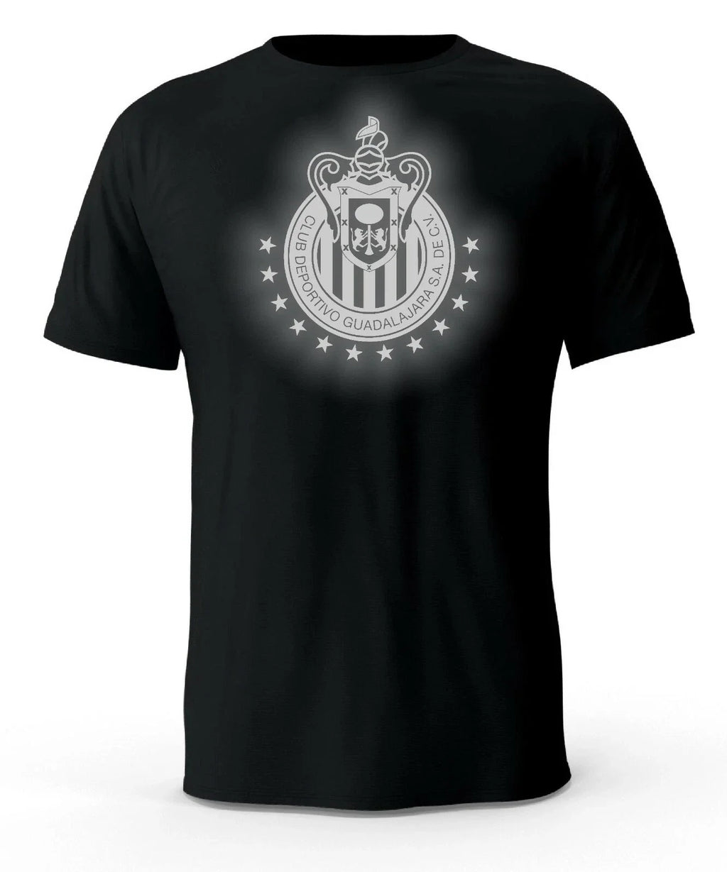 Chivas Guadalajara  Futbol Mexico Black Reflective Logo T-Shirt playera