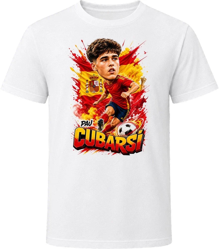 Pau Cubarsi Spain Soccer Caricature 2026 World Cup T Shirt