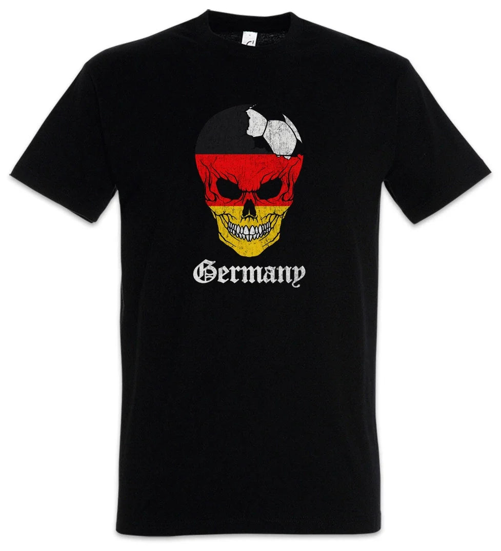 Germany Football Skull I T-Shirt german Soccer Flag Banner World Championship