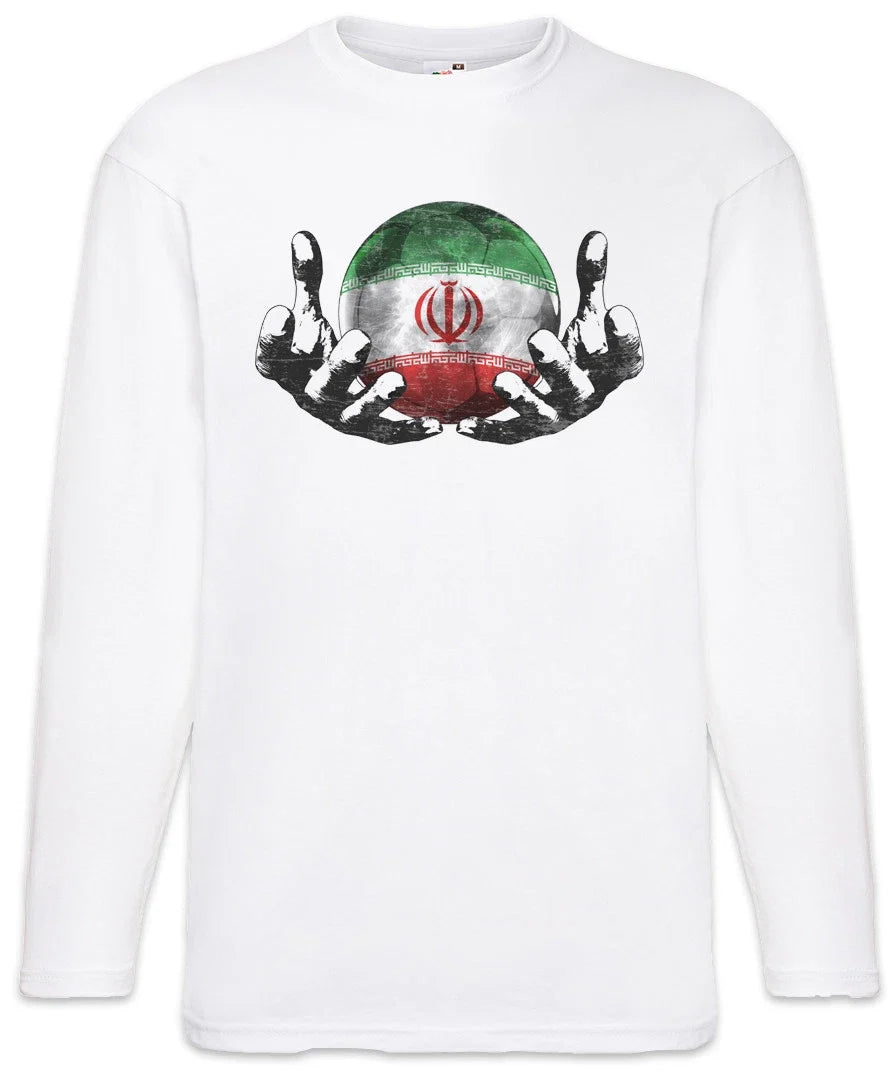 Iran Football Magic Ball Men Long Sleeve T-Shirt Iranian Soccer Flag World