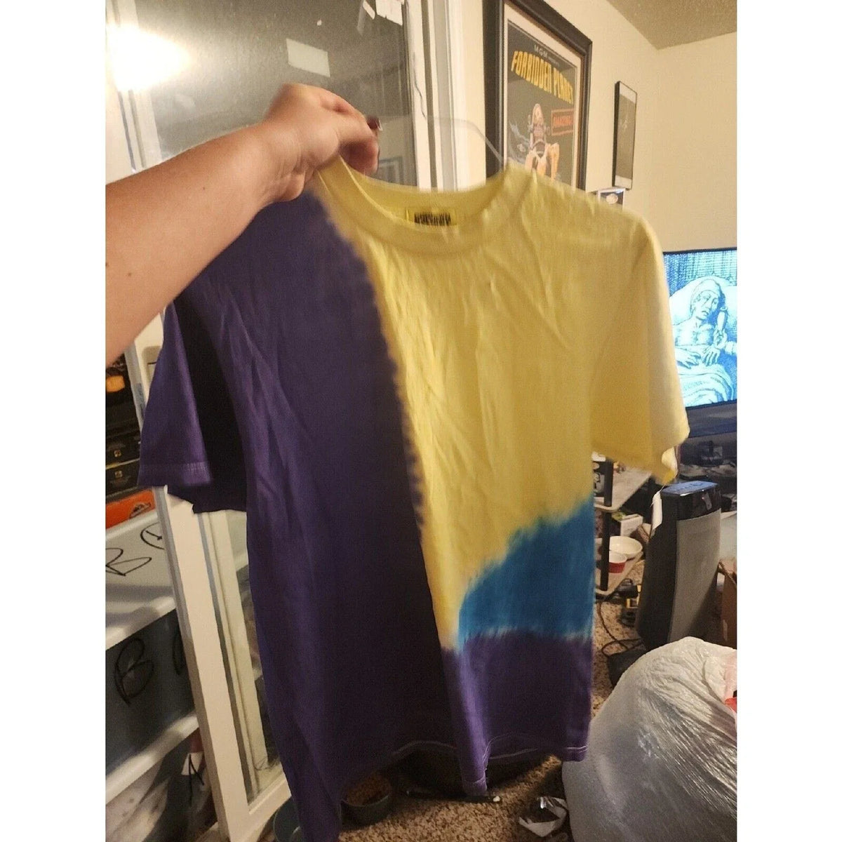 Chinatown Market Purple Yellow Blue Tie Die Small Short Sleeve T-Shirt CR2