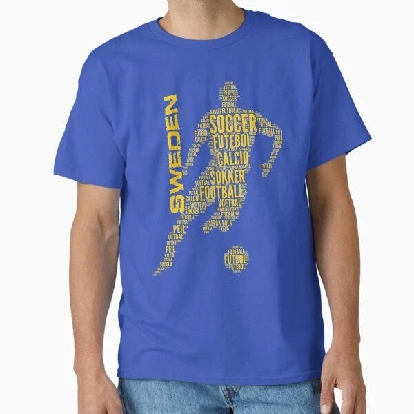 Sweden Football - Soccer Typography Classic T-Sh Made in USA/AUS T-Shirt S-2XL