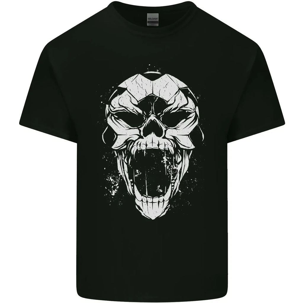 A Football Skull Footy Soccer Mens Cotton T-Shirt Tee Top