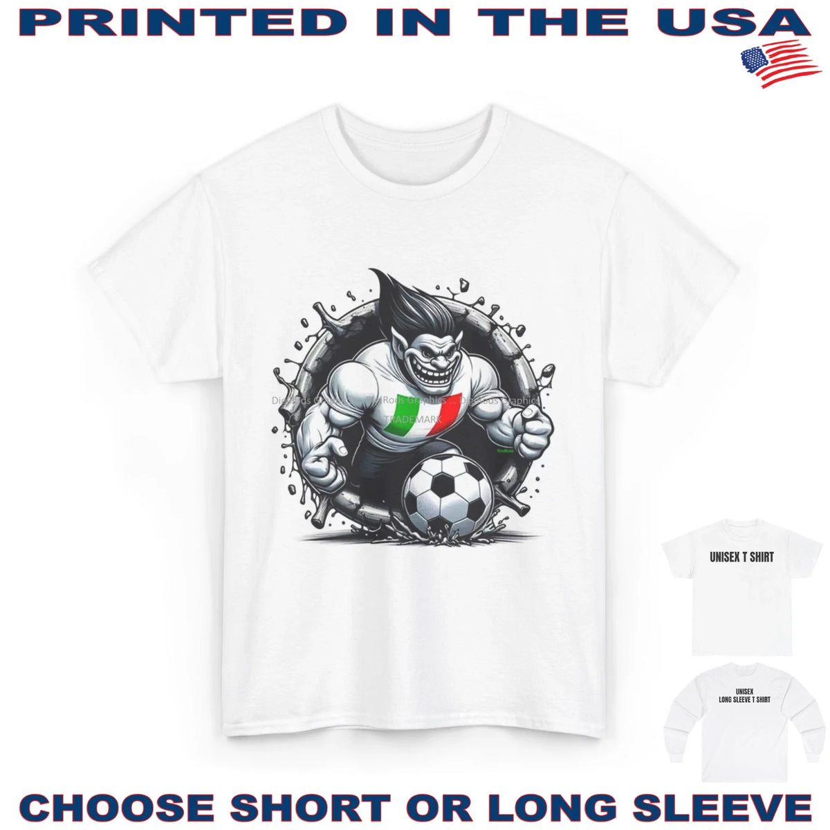 Soccer Team Italian Troll Italy Field Player DigiRods Cartoon T Shirt