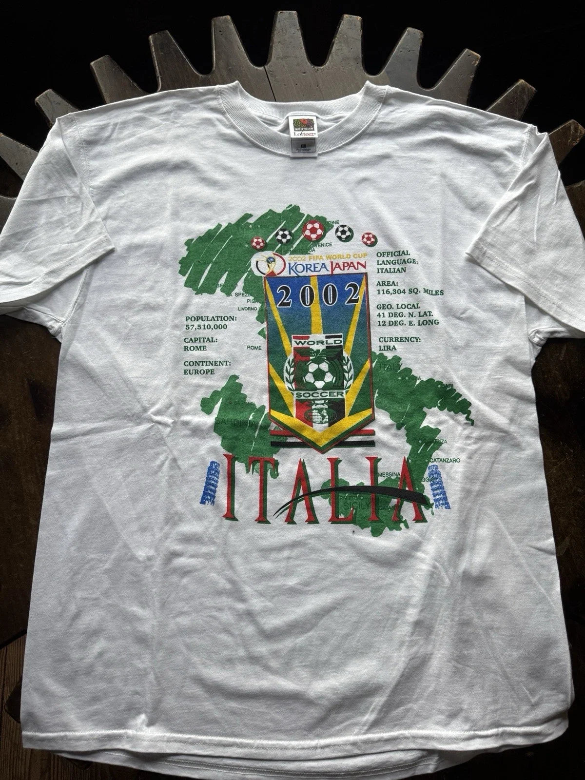 Vtg World Cup Korea 2002 Soccer Exclusive Italy Tru Fan T Shirt Men XL