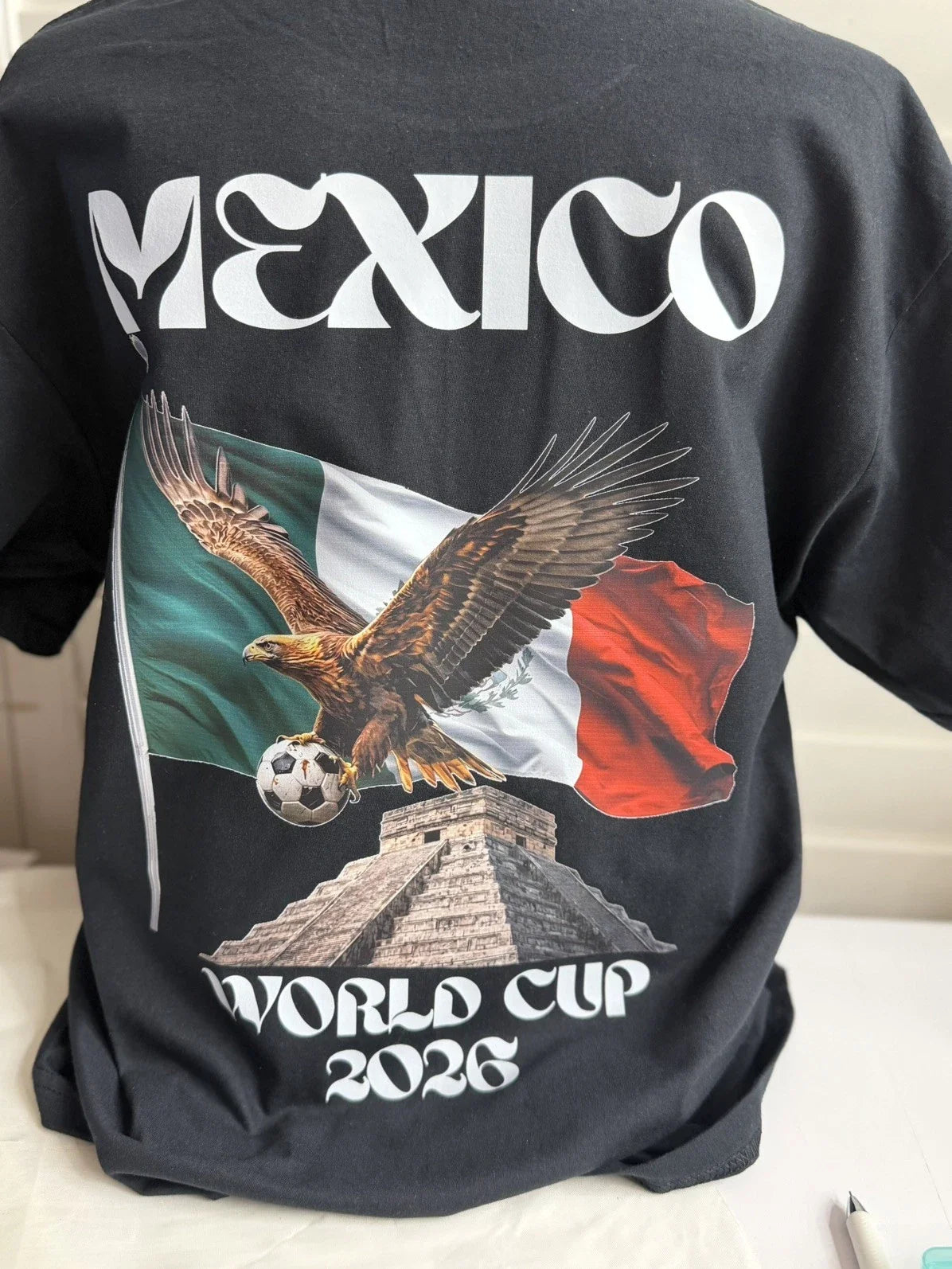 Mexico Soccer Shirt World Cup 2026 Black Cotton Tshirt Unisex Adult