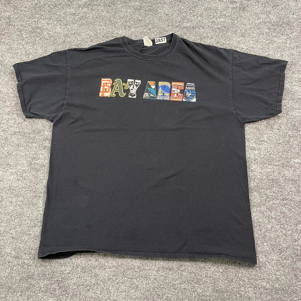Vintage Bay-Area Giants A's Raiders Warriors 49er Sports Shirt XL 24x28 Black