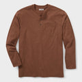 NEW Duluth Trading Co Longtail T Relaxed Long Sleeve Henley T Shirt Brown Sz XL