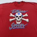Vintage Extreme Soccer Shirt Mens 2XL Red Skull Bones Skeleton Made USA 90s Tee
