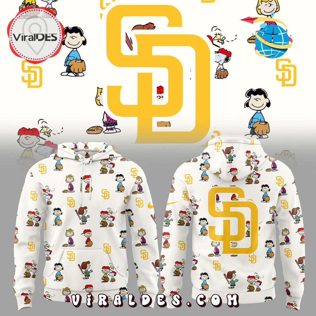 San Diego Padres Peanuts 75th Anniversary White Hoodie