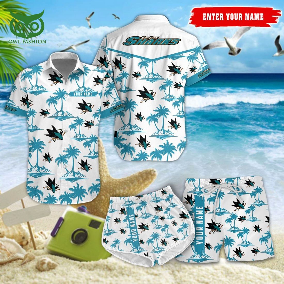 San Jose Sharks Coconut NHL Hawaiian Shirt Shorts