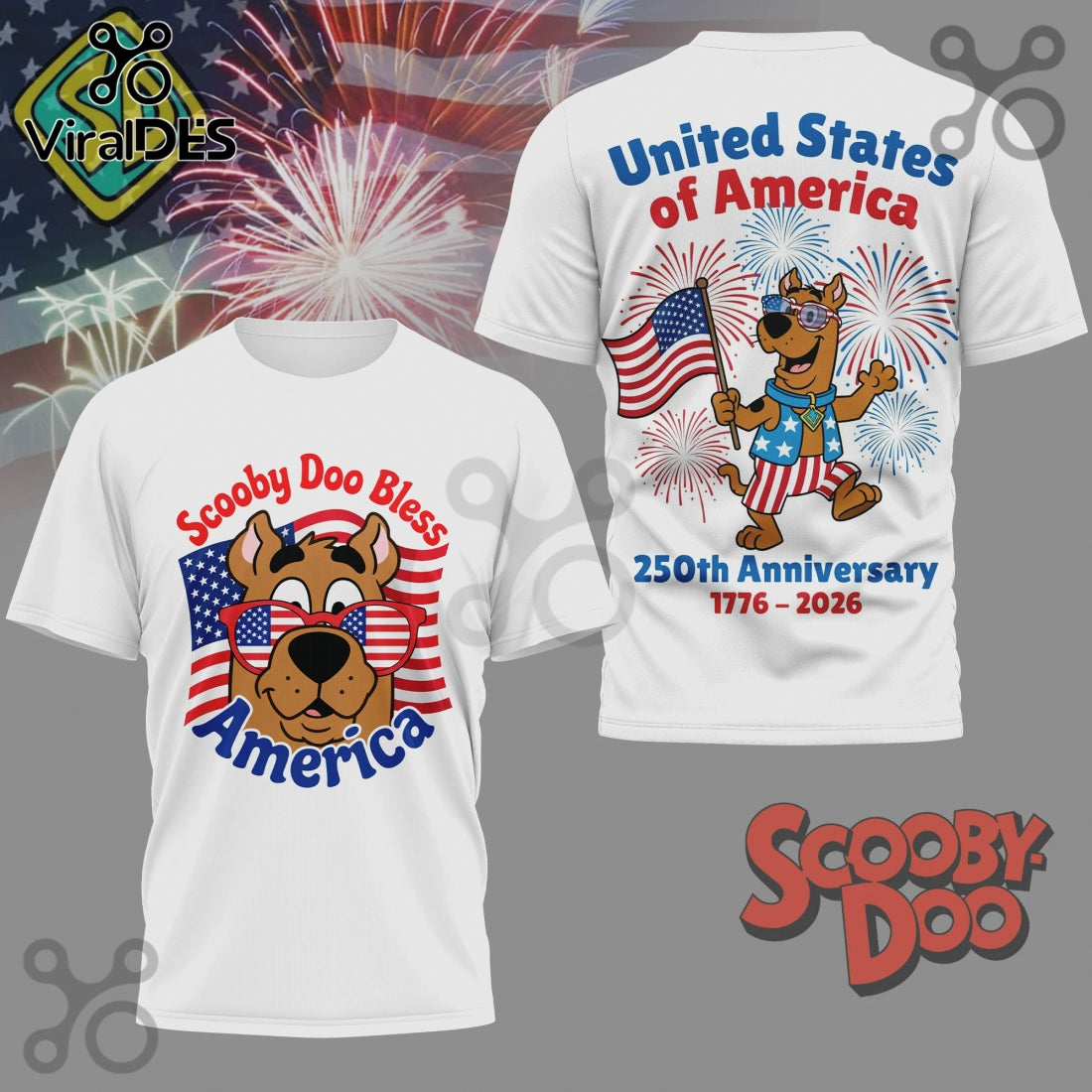 Scooby Doo America 250th Anniversary Patriotic Graphic T-Shirt