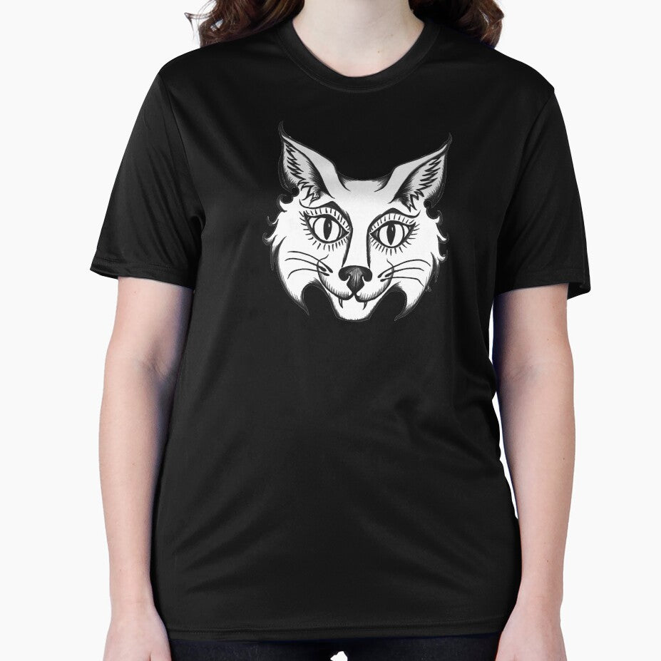 Black and White Retro Halloween Cat Face by The White Bat