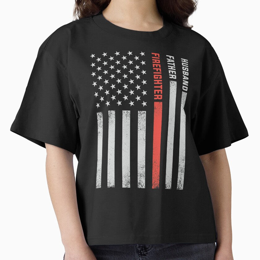 Firefighter Dad Thin Red Line American Flag Fathers Day Gifts by mrsmitful