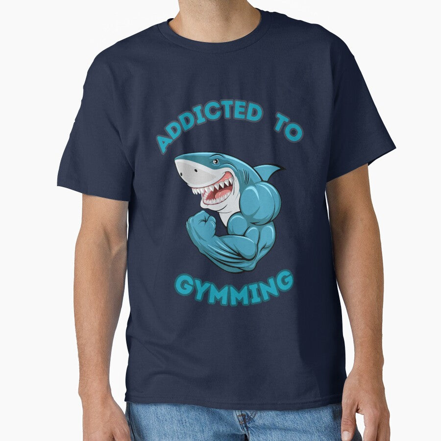 Addicted to Gymming- Classic Gift  of Gym essentials for Gymn Lovers on blue bg by mndesignworx