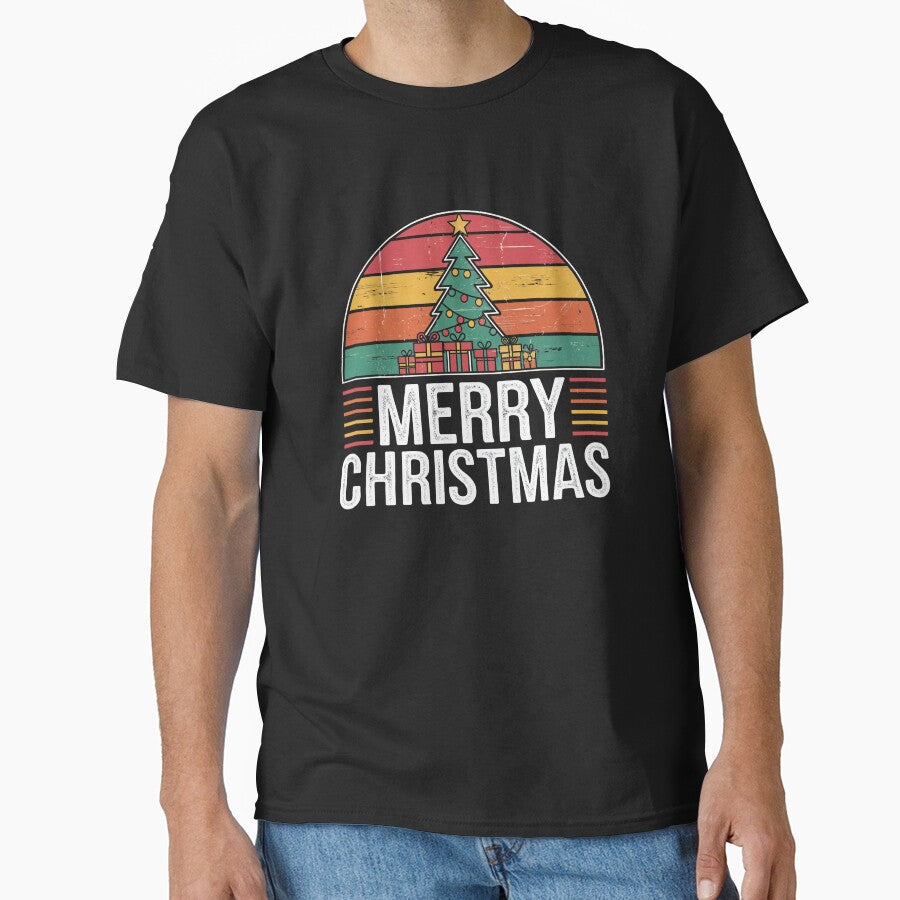 Merry Christmas | Retro Sunset Christmas Tree Design by cabana.space