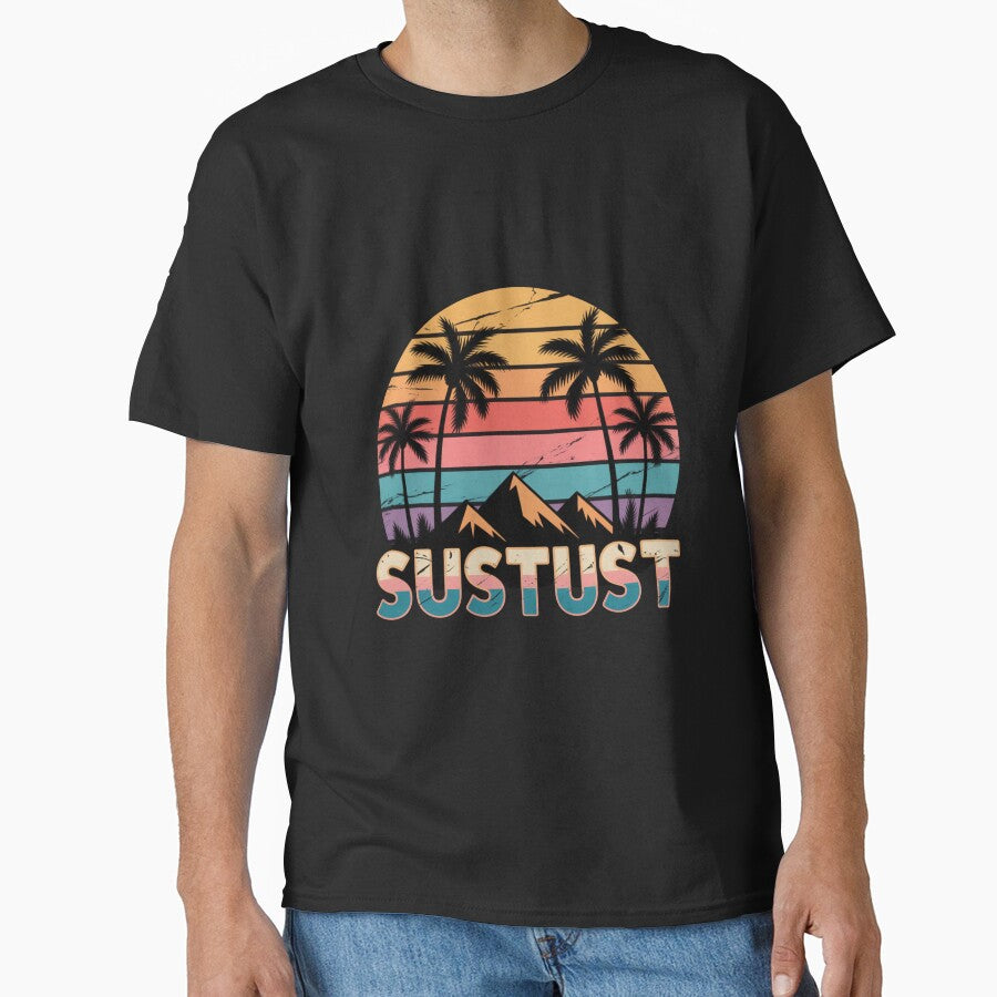 Retro Sunset Palm Tree Design, Vintage Tropical Beach Sunset Shirt, Summer Vacation Aesthetic by EvolusionPro