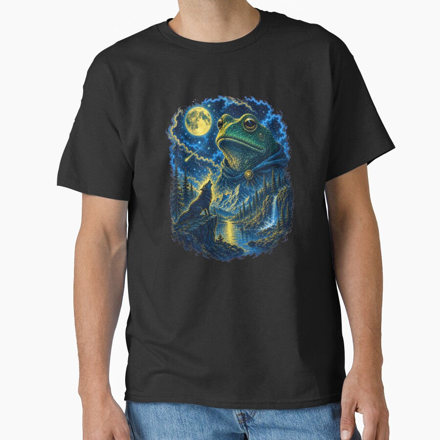 Celestial Frog And Wolf Under The Moon Dark Fantasy Night by Aniverlia