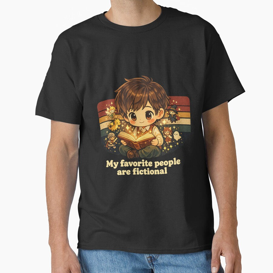 My Favorite People Are Fictional - Funny Book Lover Introvert T-Shirt by Art JSMY