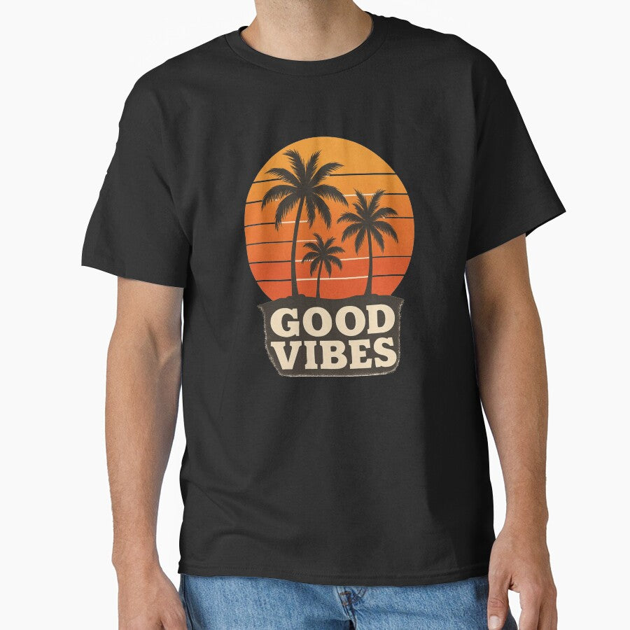 Good Vibes – Retro Sunset Palm Tree Vintage Beach Design by NarpLTD