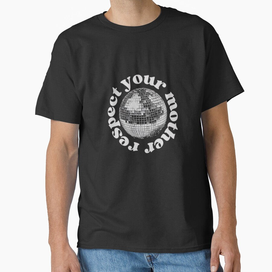 Respect Your Mother Disco Ball Y2K Shirt – Retro Mirrorball Graphic by Gbriel3
