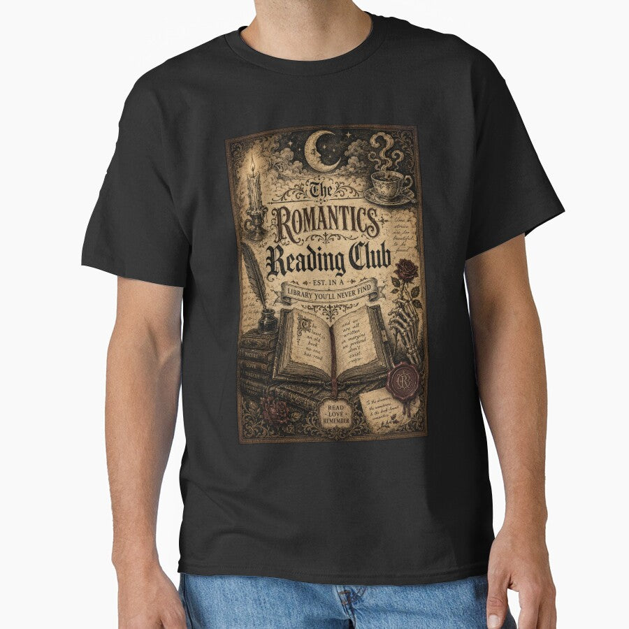 The Romantics Reading Club Dark Academia Typography Poster | Book Lover Vintage Art by Fanverse Merchandise