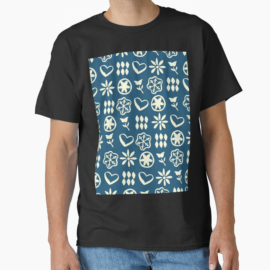 Retro Mid Century Nostalgic Vintage Christmas Pattern In Xmas Blue Cream by blomastudios