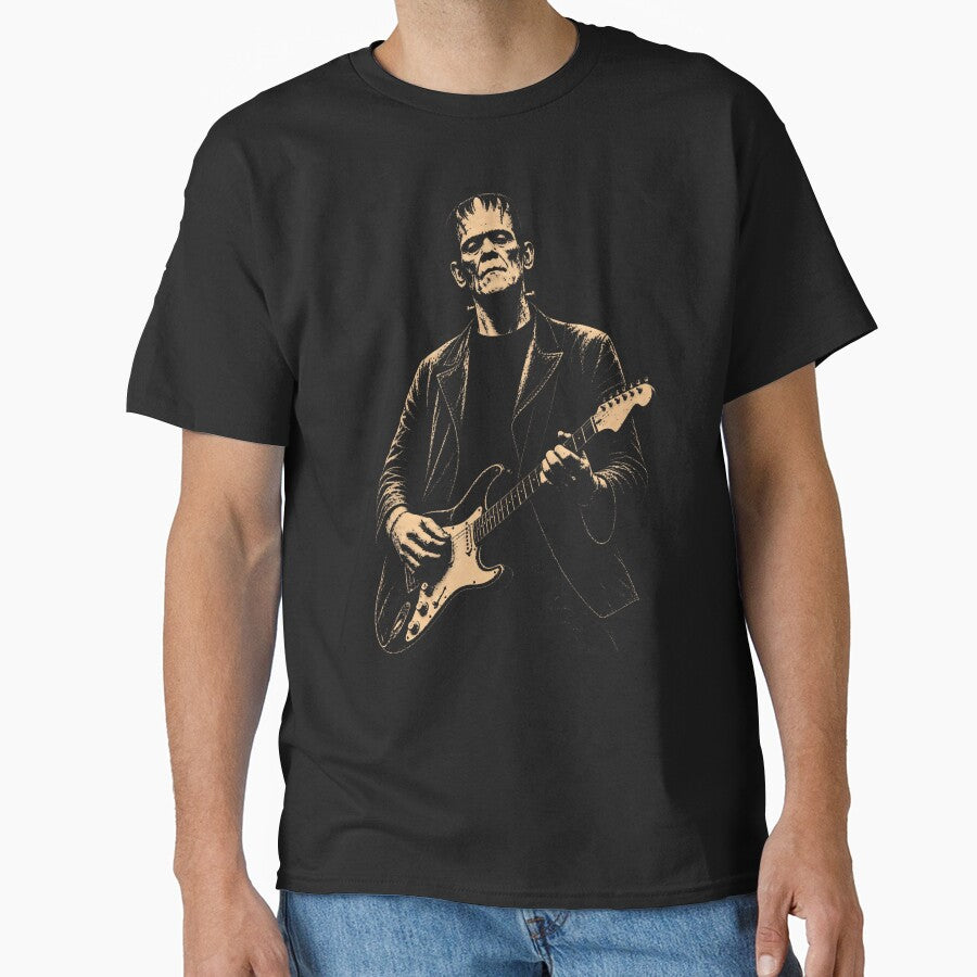Vintage Frankenstein Playing Guitar Halloween Frankenstein by Strow--bary