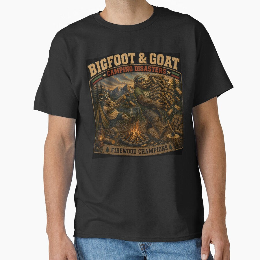 Bigfoot And Goat Firewood Champions Funny Camping Disaster by NicheBloom