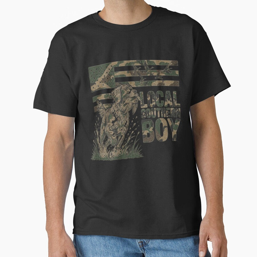(On Back) Funny Boy Local Camo Duck Hunting Camouflage USA Flag by kotastiart