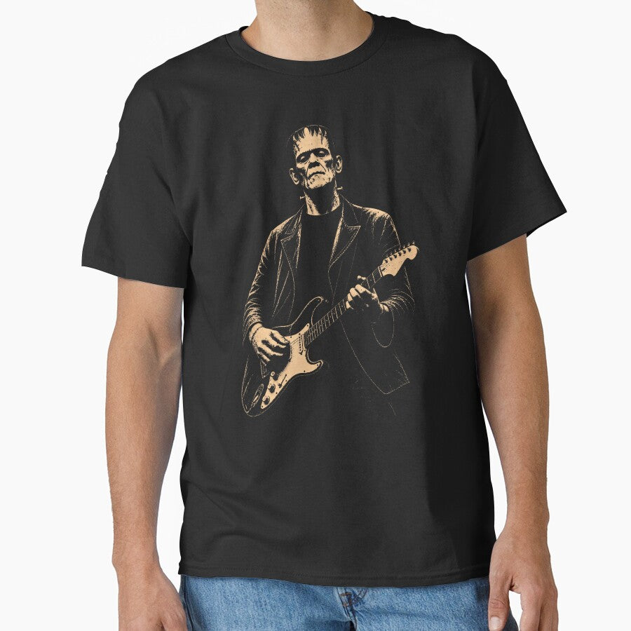 Vintage Frankenstein Playing Guitar Halloween Frankenstein by RealestInternet