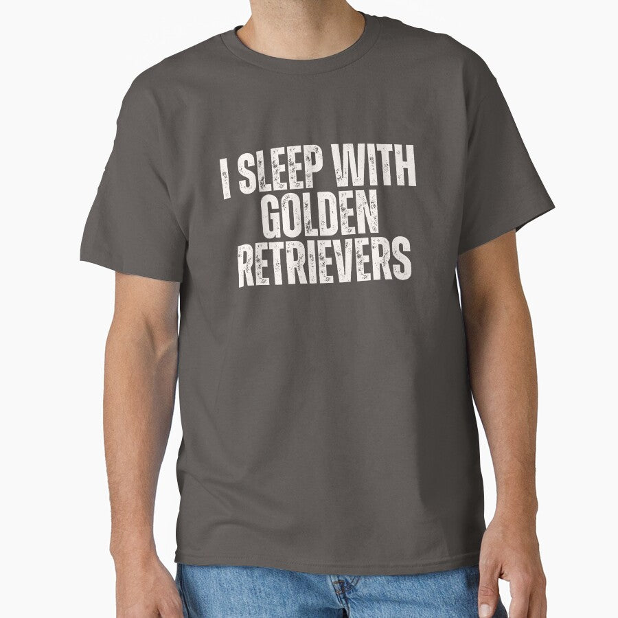 I Sleep With Golden Retrievers Dog Dad Design Cream White by shopfashionnerd