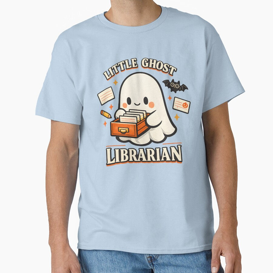 Little Ghost Librarian Kawaii Halloween Shirt | Cute Book Lover Ghost Design | Dark Academia Spooky Gift by  MAD's Recreation Studio