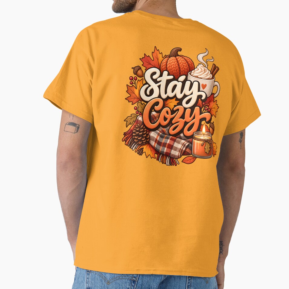 Stay Cozy – Autumn Pumpkin Spice & Fall Leaves by blankTeeShirt
