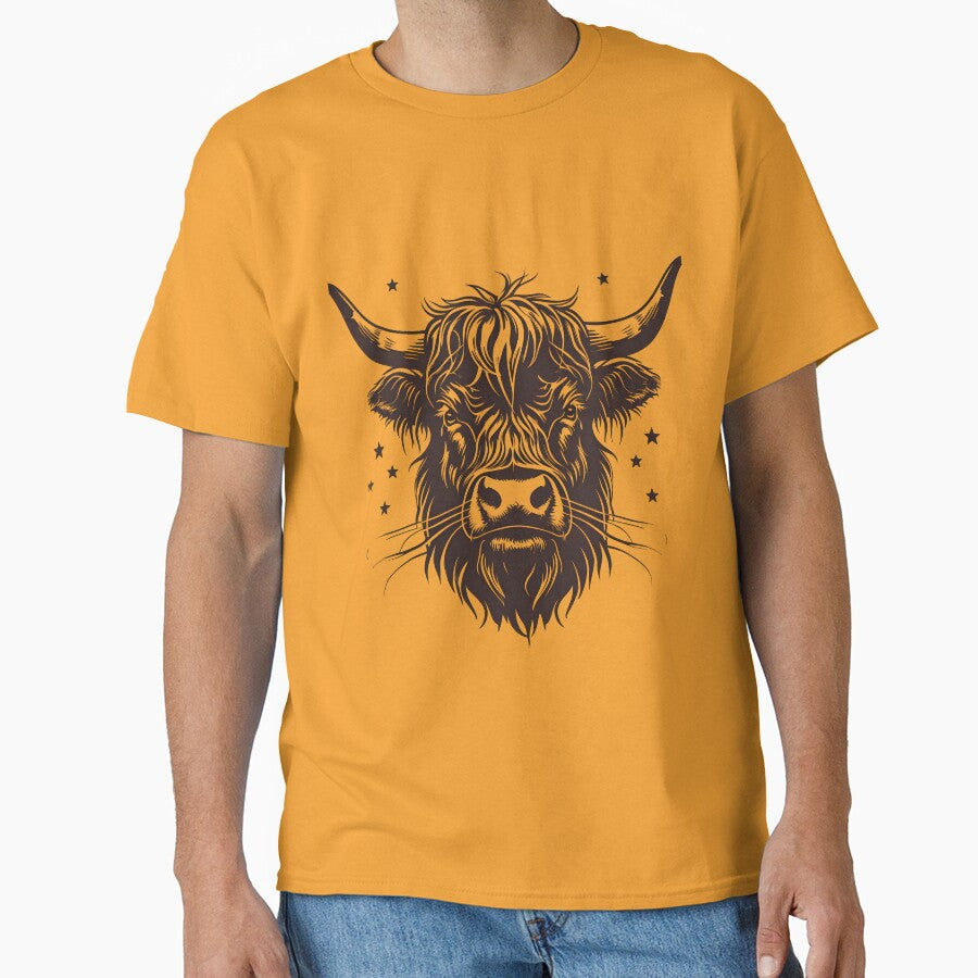 Highland cow in a retro pose by Metaverse8
