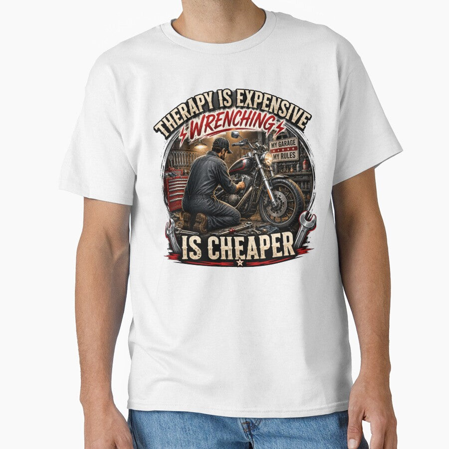 Therapy Is Expensive Wrenching Is Cheaper Funny Mechanic Vintage Shirt by Masloshop