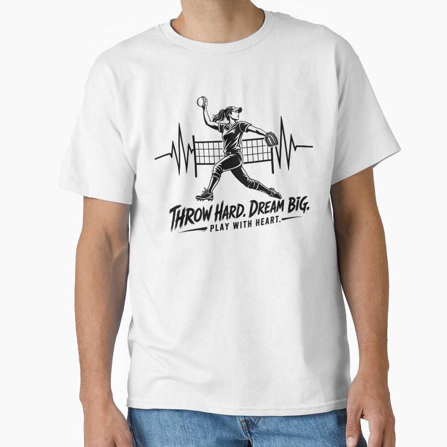 Softball Throw Hard Dream Big | Softball Heartbeat Design For Softball Player by StyxIND