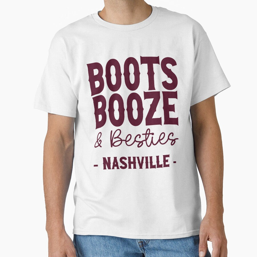Nashville Bachelorette Party Burgundy Boots Booze and Besties Country Western Design by mysticblvd