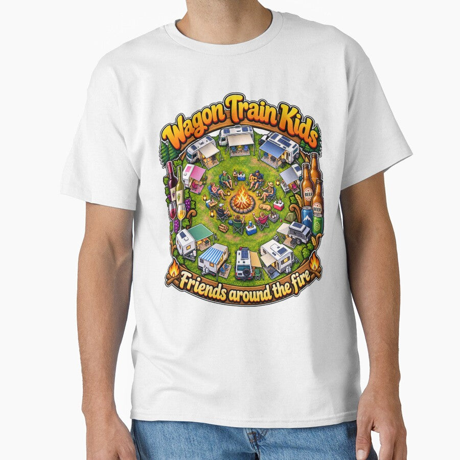 Wagon Train Kids – Friends Around the Fire by Shirt-Happenz