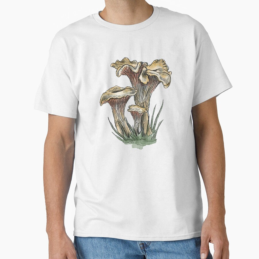 Realistic Chanterelle Mushroom – Pencil and Watercolor Botanical Nature Art by SaskiaFranken