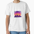 Retro Synthwave Pixel Sunset Mountains by DerMetz