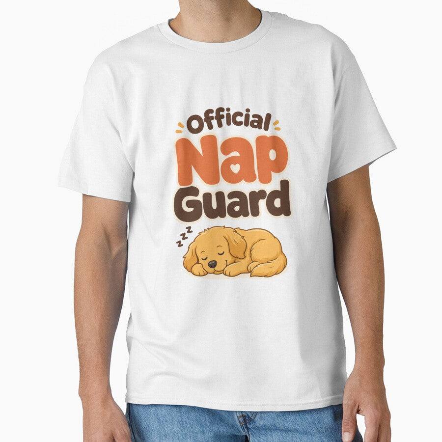 Official Nap Guard Golden Retriever Dog Dad T-Shirt by Ashley critters