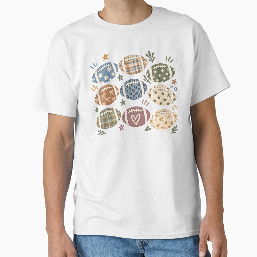 Fall Football Pattern with Bows, Florals & Plaid Cozy Fall Game Day Aesthetic by LandFinStudio