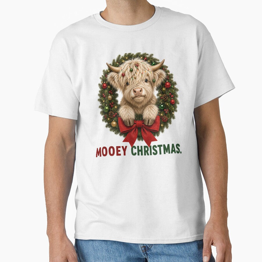 Mooey Christmas Highland Cow Holiday Wreath by HippyRikky