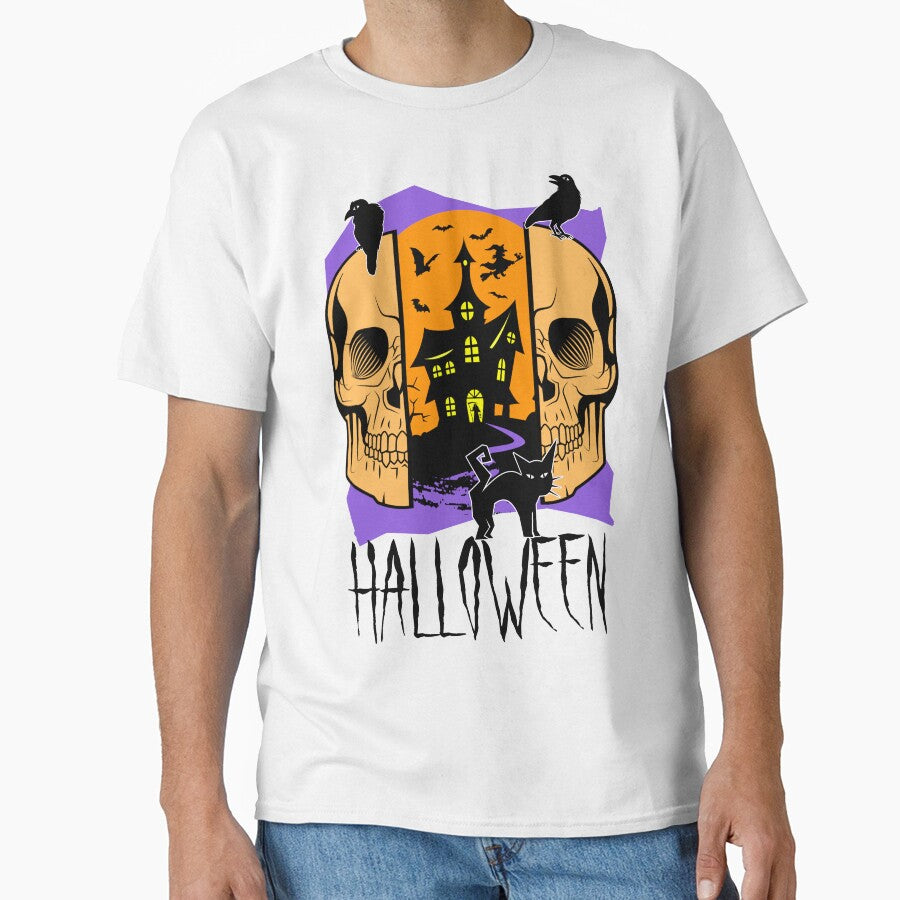 Halloween Haunted House (Purple Background) by TextAndVectors