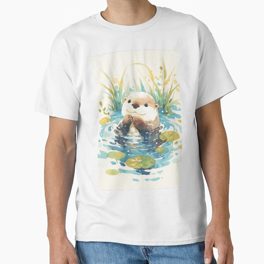 Cheerful Otter Among Lily Pads by AshiraCreations